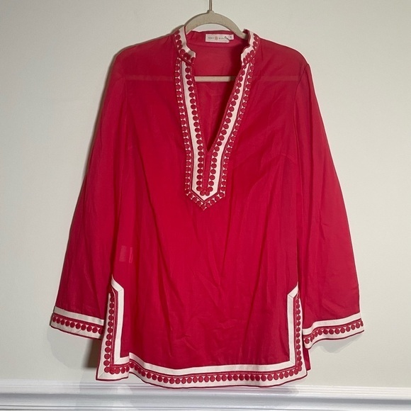 Tory Burch “Tory” Long Sleeve Cotton Tunic in Carnival size 10 - Picture 5 of 9